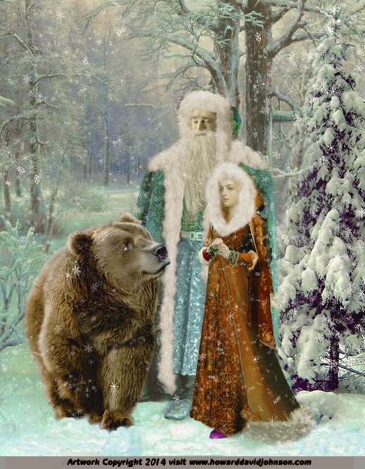 paintings of russian myth father christmass snow princess